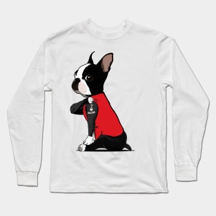 I Love Mom Boston Terrier Tattooed Long Sleeve T-Shirt